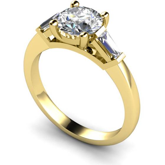 HRXTR157 Round & Baguettes 3 Stone Diamond Ring