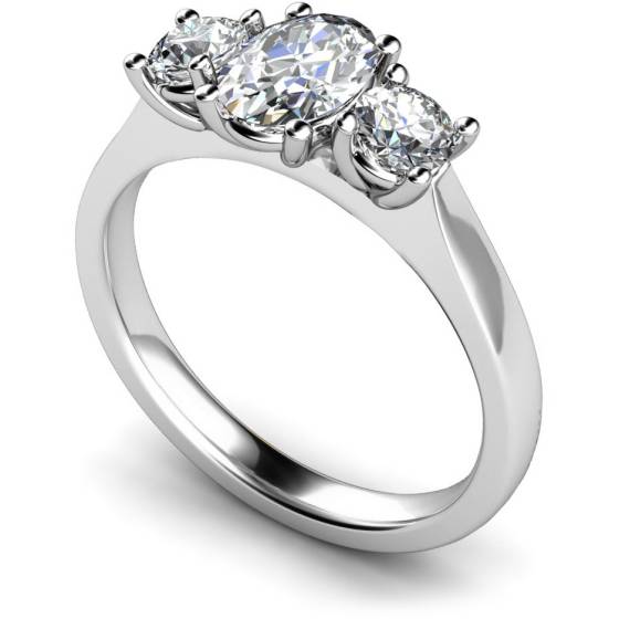 HRXTR165 Oval & Round 3 Stone Diamond Ring
