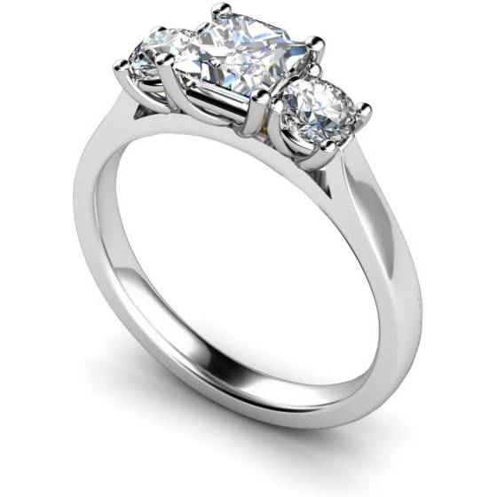 HRXTR169 Princess & Round 3 Stone Diamond Ring