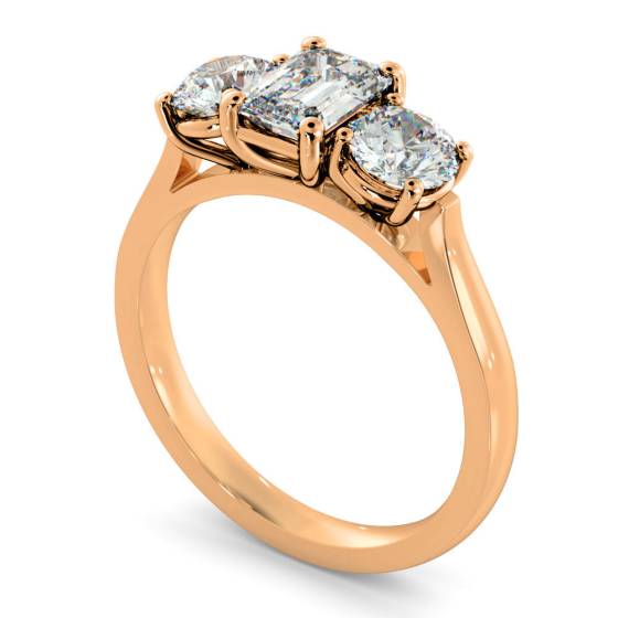 HRXTR171 Emerald & Round 3 Stone Diamond Ring