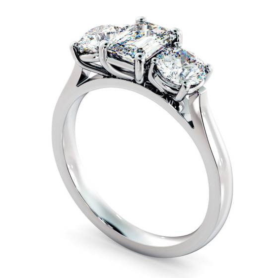 HRXTR171 Emerald & Round 3 Stone Diamond Ring