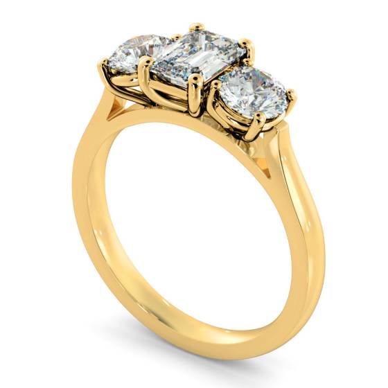 HRXTR171 Emerald & Round 3 Stone Diamond Ring