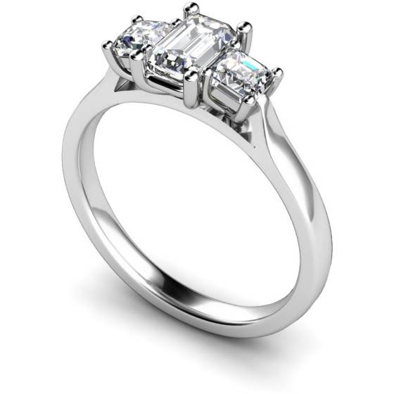 HRXTR173 Emerald & Princess 3 Stone Diamond Ring