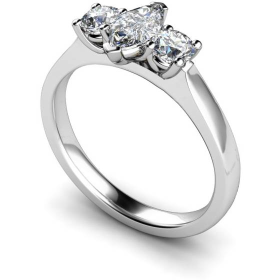 HRXTR174 Marquise & Round 3 Stone Diamond Ring
