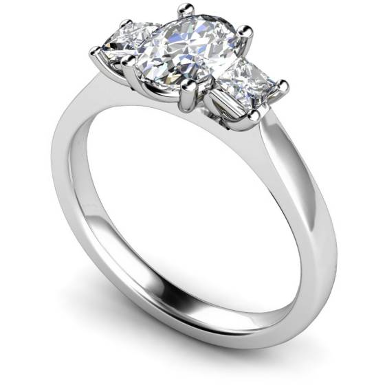 HRXTR178 Oval & Princess 3 Stone Diamond Ring