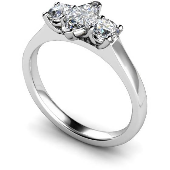 HRXTR186 Marquise & Round 3 Stone Diamond Ring