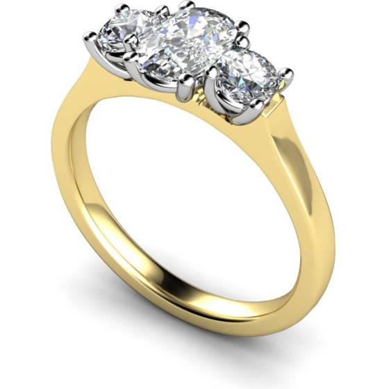 HRXTR188 Oval & Round 3 Stone Diamond Ring