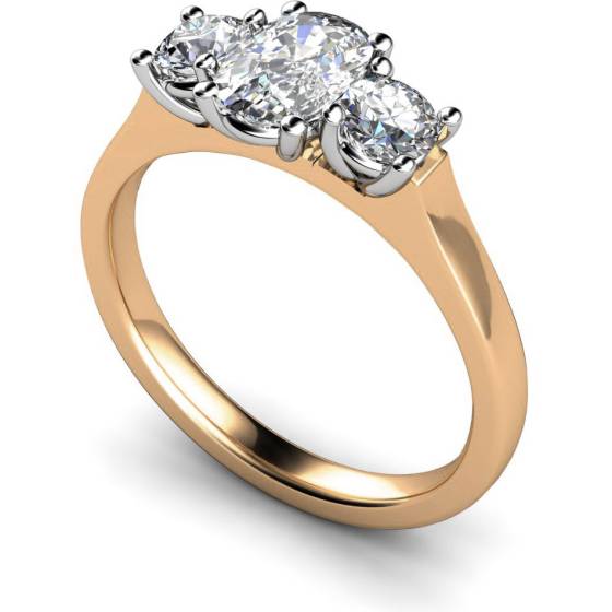 HRXTR188 Oval & Round 3 Stone Diamond Ring