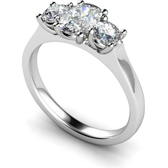 HRXTR188 Oval & Round 3 Stone Diamond Ring