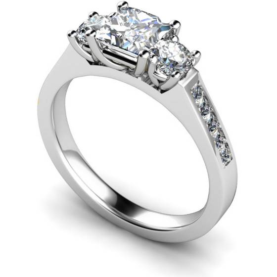 HRXTR194 Princess & Round 3 Stone Diamond Ring