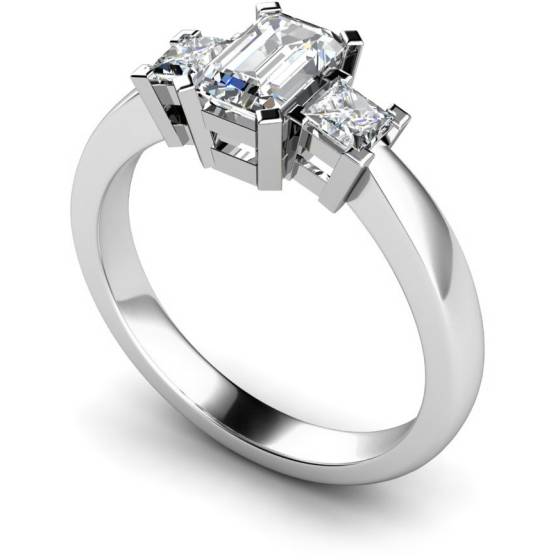 HRXTR96 Emerald & Princess 3 Stone Diamond Ring