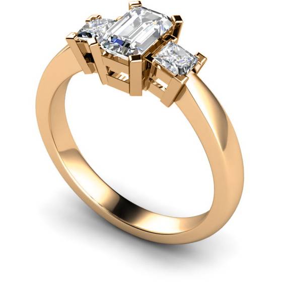 HRXTR96 Emerald & Princess 3 Stone Diamond Ring