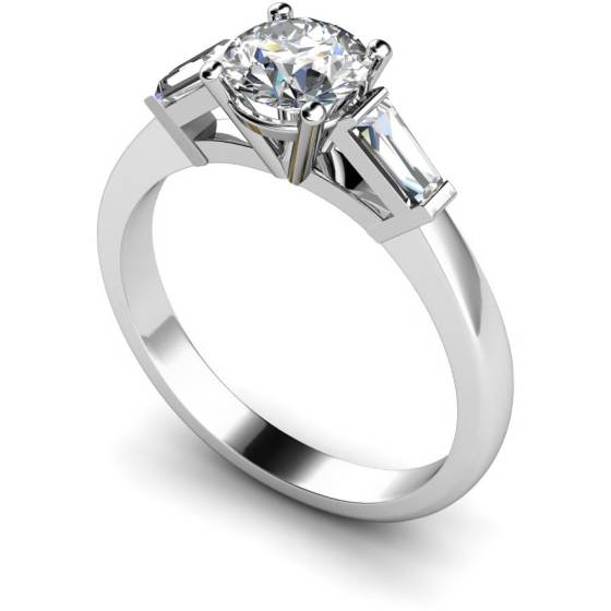 HRXTR97 Round & Baguettes 3 Stone Diamond Ring