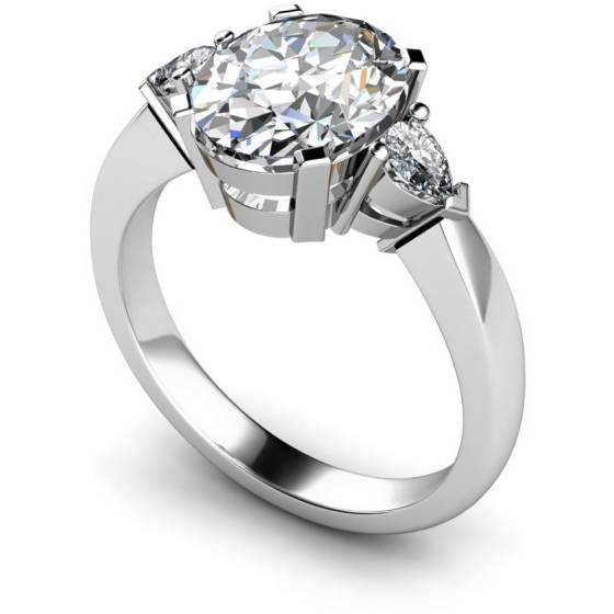 HRXTR99 Oval & Pear 3 Stone Diamond Ring