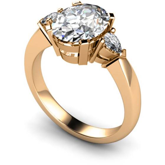 HRXTR99 Oval & Pear 3 Stone Diamond Ring