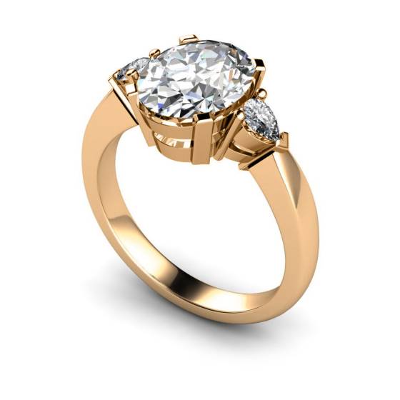 Oval & Pear 3 Stone Diamond Ring