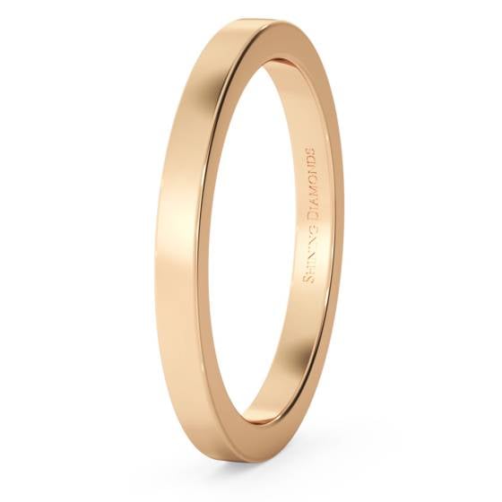HWNA217 Flat Wedding Ring - 2mm width, Medium depth