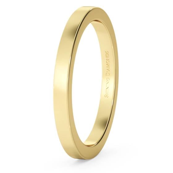 HWNA217 Flat Wedding Ring - 2mm width, Medium depth