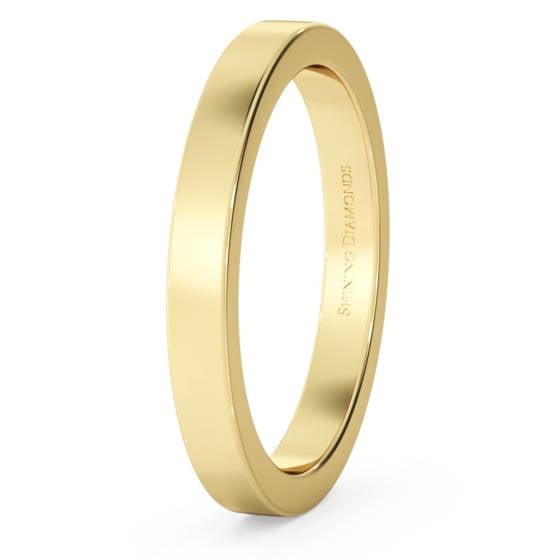 HWNA2517 Flat Wedding Ring - 2.5mm width, Medium depth
