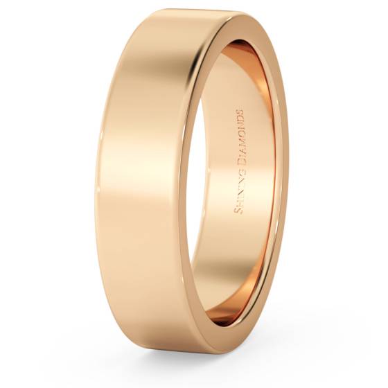 HWNA517 Flat Wedding Ring - 5mm width, Medium depth