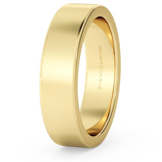 HWNA517 Flat Wedding Ring - 5mm width, Medium depth