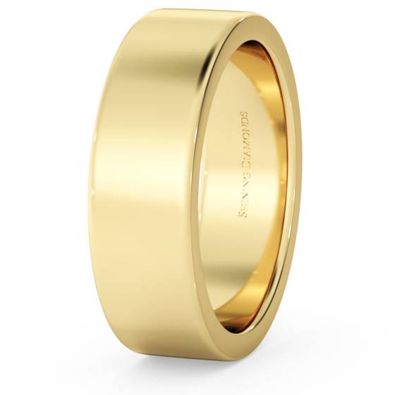 HWNA617 Flat Wedding Ring - 6mm width, Medium depth