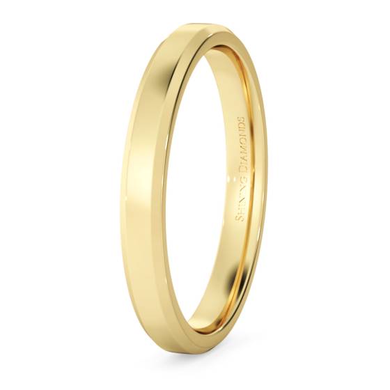 HWNB2513 Bevelled Edge Wedding Ring - 2.5mm width, 1.4mm depth