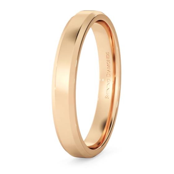 HWNB313 Bevelled Edge Wedding Ring - 3mm width, 1.4mm depth