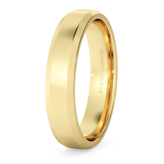 HWNB413 Bevelled Edge Wedding Ring - 4mm width, 1.4mm depth