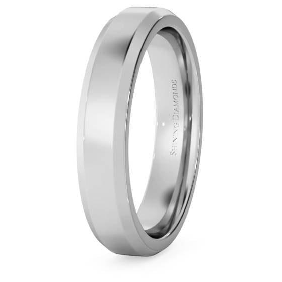HWNB417 Bevelled Edge Wedding Ring - 4mm width, 1.8mm depth