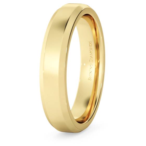 HWNB417 Bevelled Edge Wedding Ring - 4mm width, 1.8mm depth