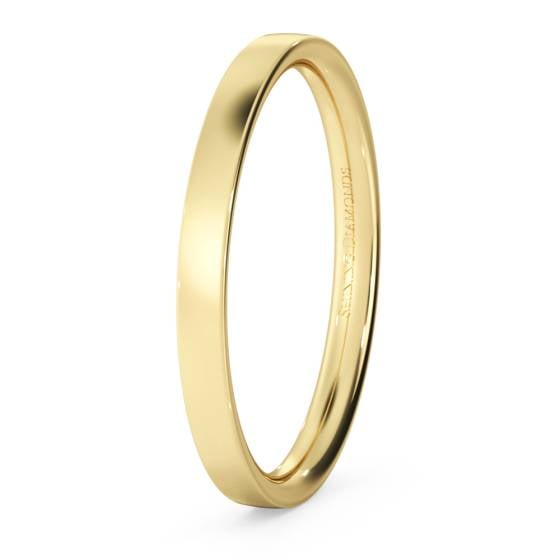 HWNC213 Flat Court Wedding Ring - 2mm width, Thin depth