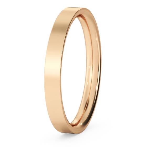 HWNC2513 Flat Court Wedding Ring - 2.5mm width, Thin depth