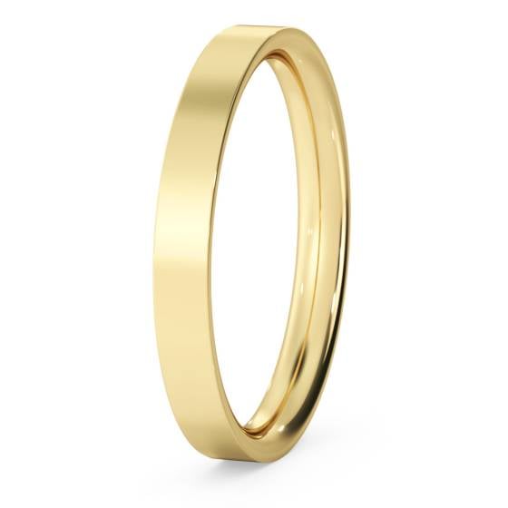 HWNC2513 Flat Court Wedding Ring - 2.5mm width, Thin depth