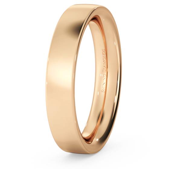 HWNC421 Flat Court Wedding Ring - Heavy weight, 4mm width