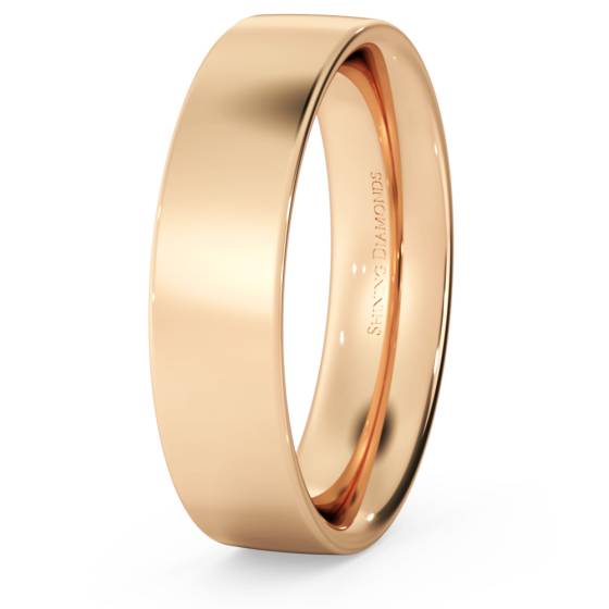 HWNC517 Flat Court Wedding Ring - 5mm width, Medium depth