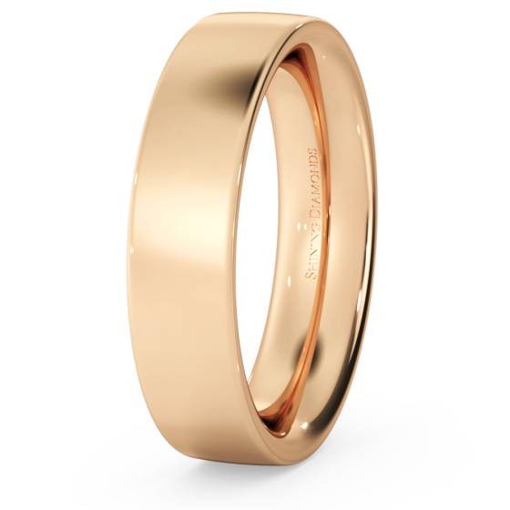 HWNC521 Flat Court Wedding Ring - Heavy weight, 5mm width