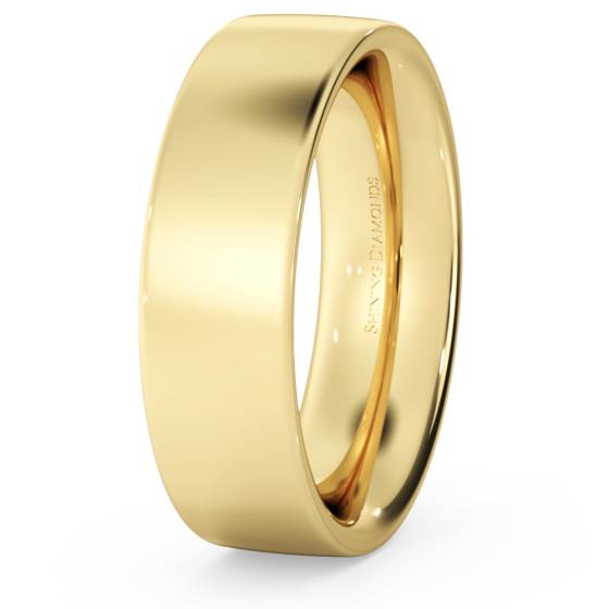 HWNC621 Flat Court Wedding Ring - Heavy weight, 6mm width