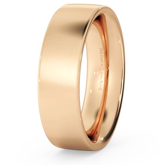 HWNC621 Flat Court Wedding Ring - Heavy weight, 6mm width
