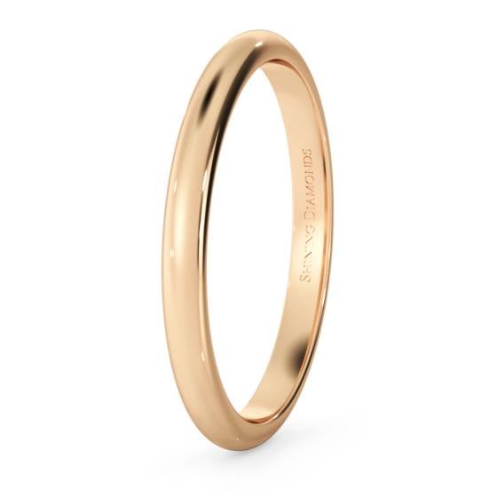 HWND213 D Shape Wedding Ring - Lightweight, 2mm width