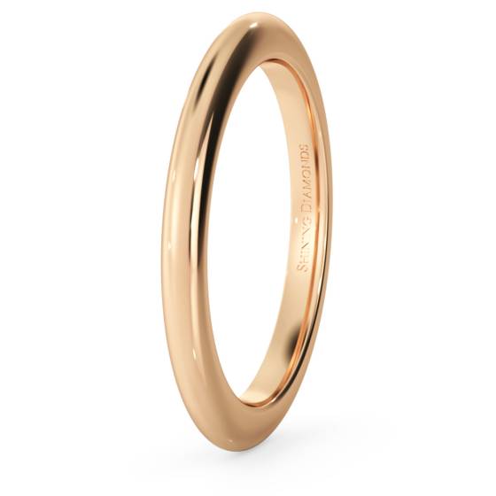 HWND221 D Shape Wedding Ring - Heavy weight, 2mm width