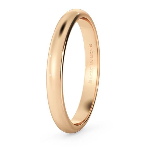 HWND2513 D Shape Wedding Ring - Lightweight, 2.5mm width