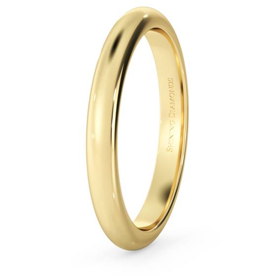 HWND2517 D Shape Wedding Ring - 2.5mm width, Medium depth