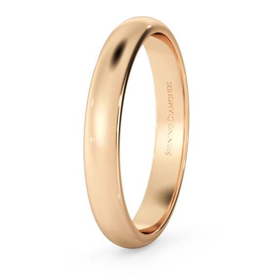 HWND313 D Shape Wedding Ring - Lightweight, 3mm width