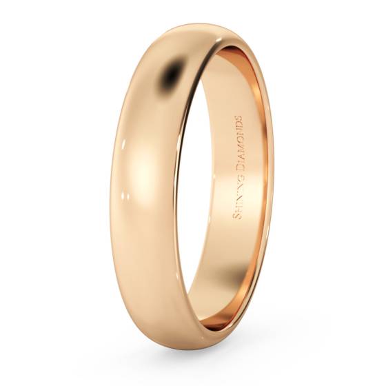 HWND413 D Shape Wedding Ring - Lightweight, 4mm width
