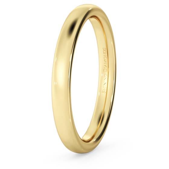 HWNE2517 Traditional Court Wedding Ring - 2.5mm width, Medium depth