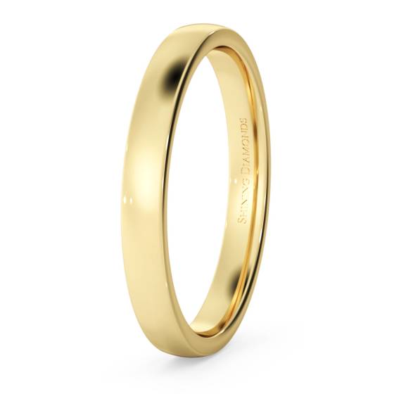 HWNJ2513 Slight Court with Flat Edge Wedding Ring - Light weight, 2.5mm width