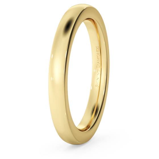 HWNJ2521 Slight Court with Flat Edge Wedding Ring - 2.5mm width, 2.3mm depth