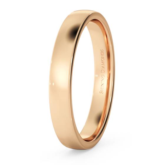 HWNJ313 Slight Court with Flat Edge Wedding Ring - Light weight, 3mm width