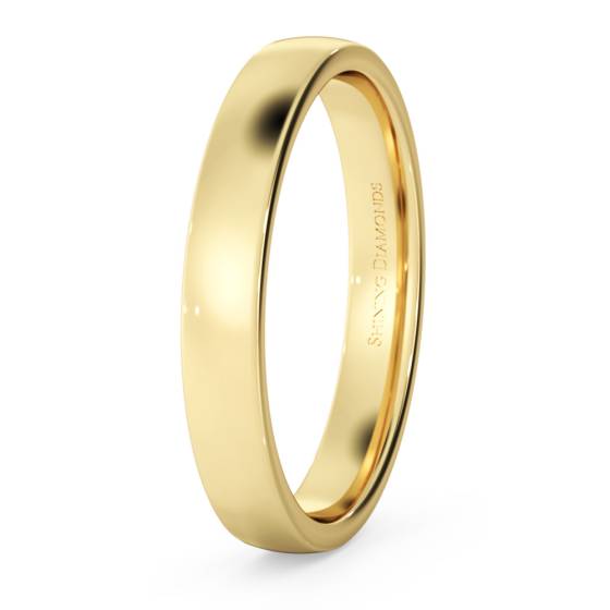 HWNJ313 Slight Court with Flat Edge Wedding Ring - Light weight, 3mm width